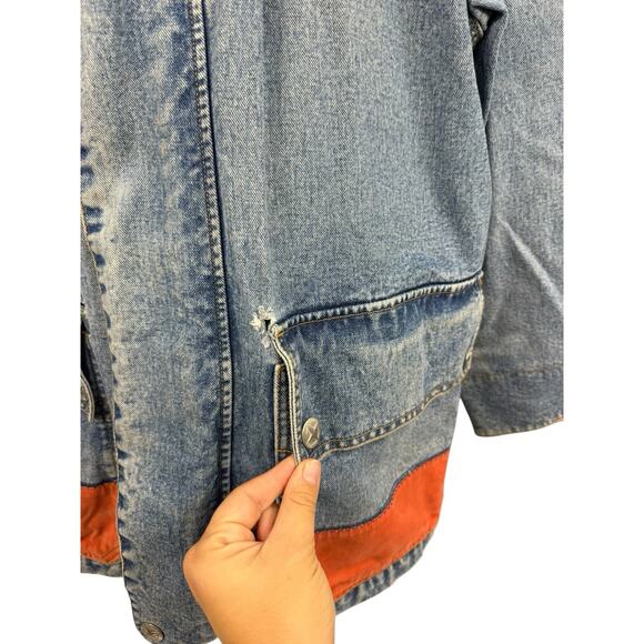 Vintage Y2K Nautica Distressed Denim Chore Style Jacket Men’s Size Large - Picture 4 of 16